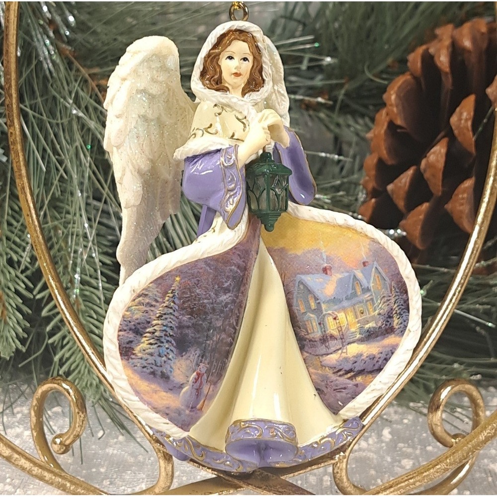Thomas Kinkade Winter Angels of Light 2005 Purple Ornament‎ Collection Christmas